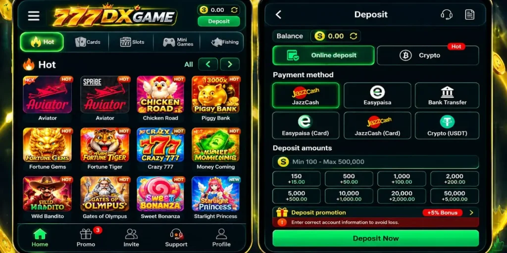 777dx Game lobby image